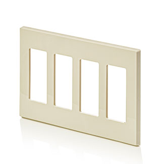 4-Gang Decora Plus Screwless Wallplate Polycarbonate, Light Almond