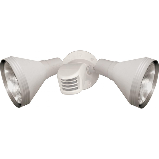 2 Light - 14" Flood Light- PAR38 with Adjustable Swivel and Motion Sensor - White Finish