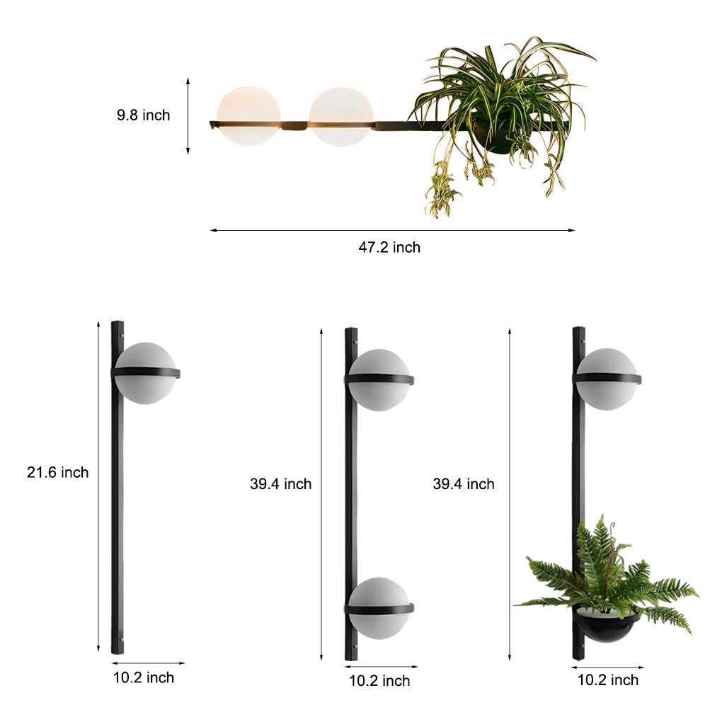 [Open-Box]Creative Flowerpot Ball Waterproof LED Black Modern Outdoor Wall Light