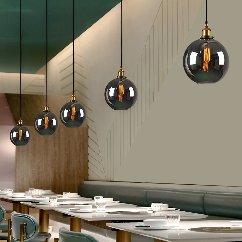 [Open-Box]Retro Creative Glass Electroplated Smoke Gray Industrial Pendant Lamp