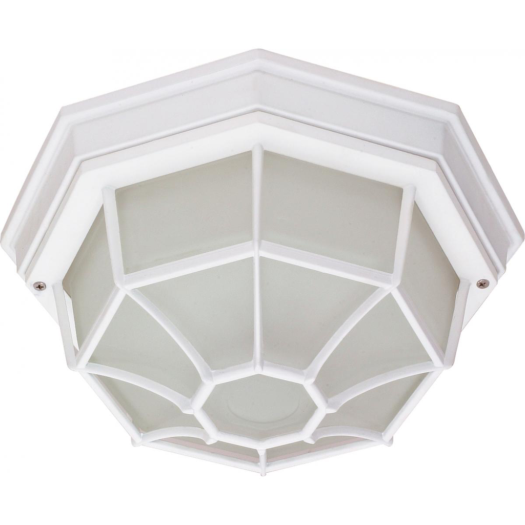 1 Light - 12" - Ceiling Spider Cage Fixture - Die Cast, Glass Lens, Color retail packaging