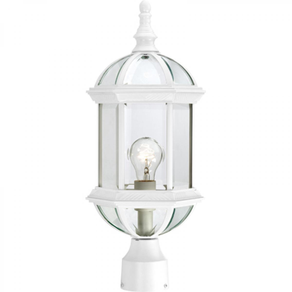 Boxwood - 1 Light 19" Post Lantern with Clear Beveled Glass - White Finish