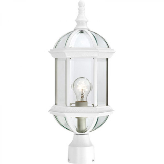 Boxwood - 1 Light 19" Post Lantern with Clear Beveled Glass - White Finish