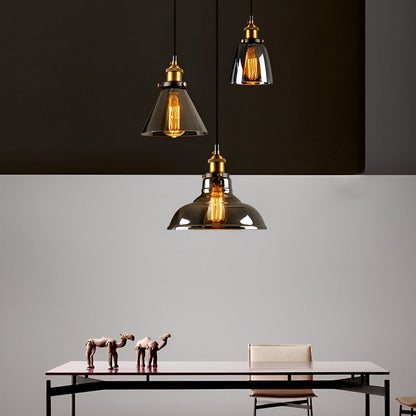 [Open-Box]Retro Creative Glass Electroplated Smoke Gray Industrial Pendant Lamp