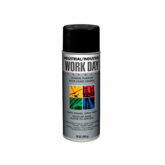 12A04412 A04412 Work Day Spray Paint Flat Black 10Oz Can - 12/Case