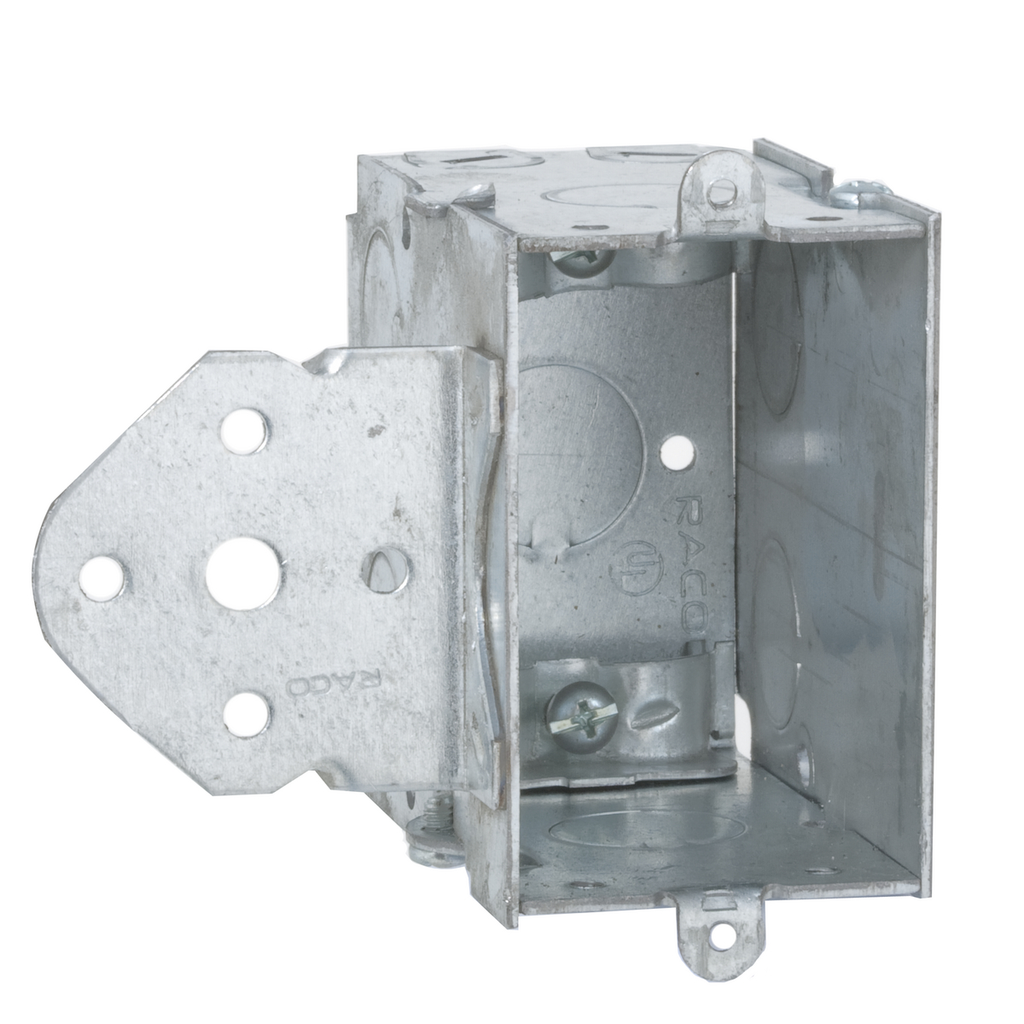 3 x 2 in. Swtch Box, Gangable, 3-1/2 in. Deep, Seven 1/2 in. KO's & NMSC Clamps, B Bracket