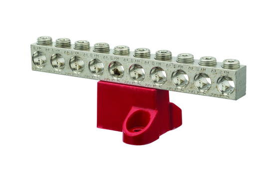 Aluminum Isolated Ground Bar, AL/CU 2/0-14 AWG Range, 10 Circuits