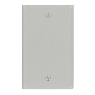 1-Gang Blank Wallplate, Standard Size, Thermoset, Gray