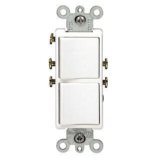 20 Amp Decora Single-Pole / Single-Pole Combination Switch, Grounding, White