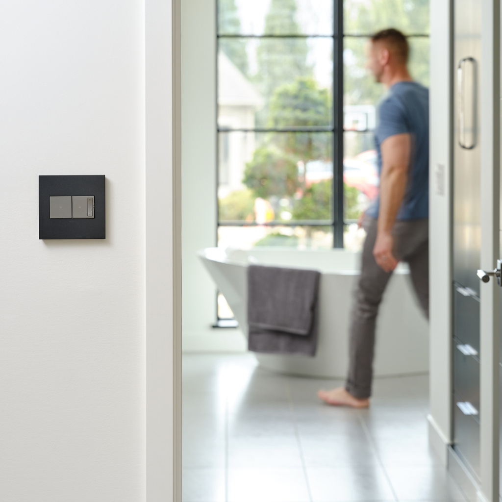 adorne® Graphite 2-Gang Screwless Wall Plate with Microban®