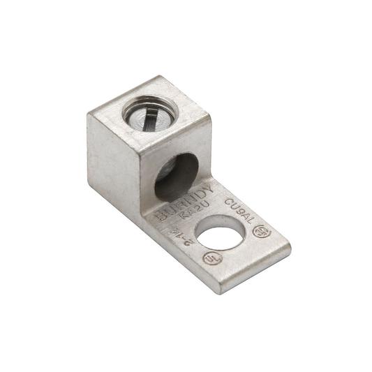 Aluminum Universal Terminal, 1 Hole, 14-6 AWG (Str), 1/4" Stud, 1 Screw, Al/Cu Rated, Tin Plated