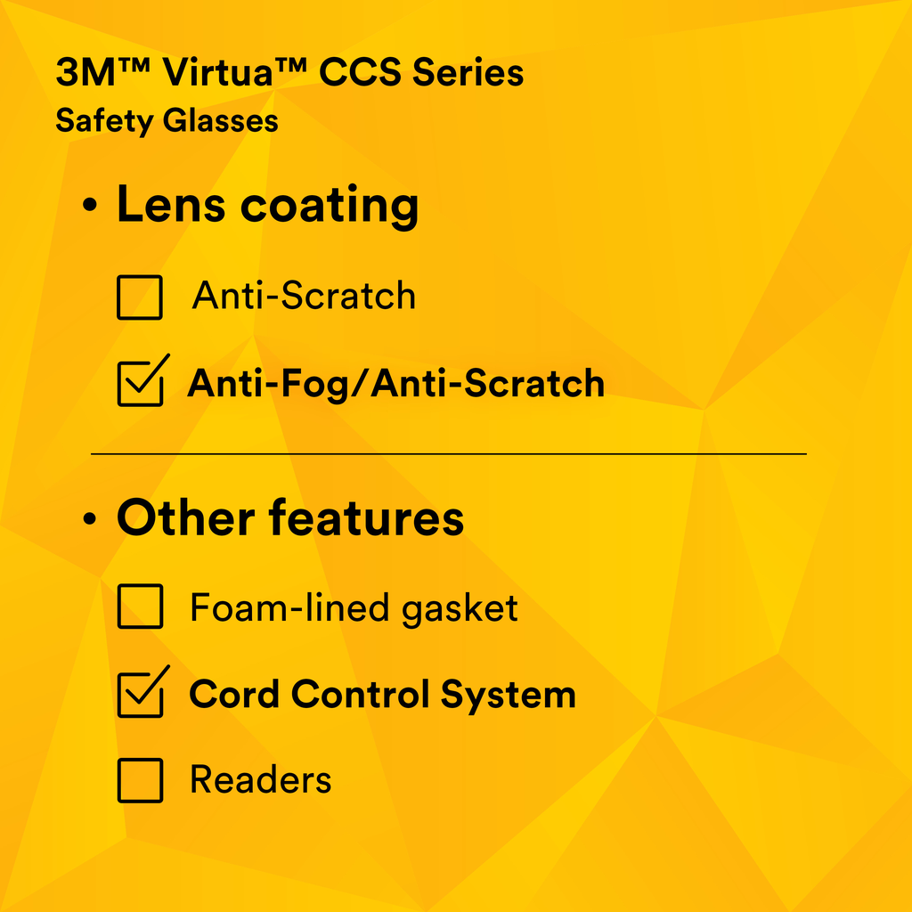 3M Virtua Sport CCS Protective Eyewear 11796-00000-20 Clear Anti-Fog Lens, 20 EA/Case