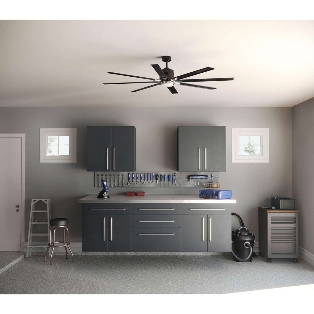 72" 18W LED 8 Blade Black ceiling fan