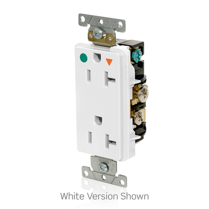20 Amp Decora Plus Isolated Ground Duplex Receptacle/Outlet, Hospital Grade, Self-Grounding