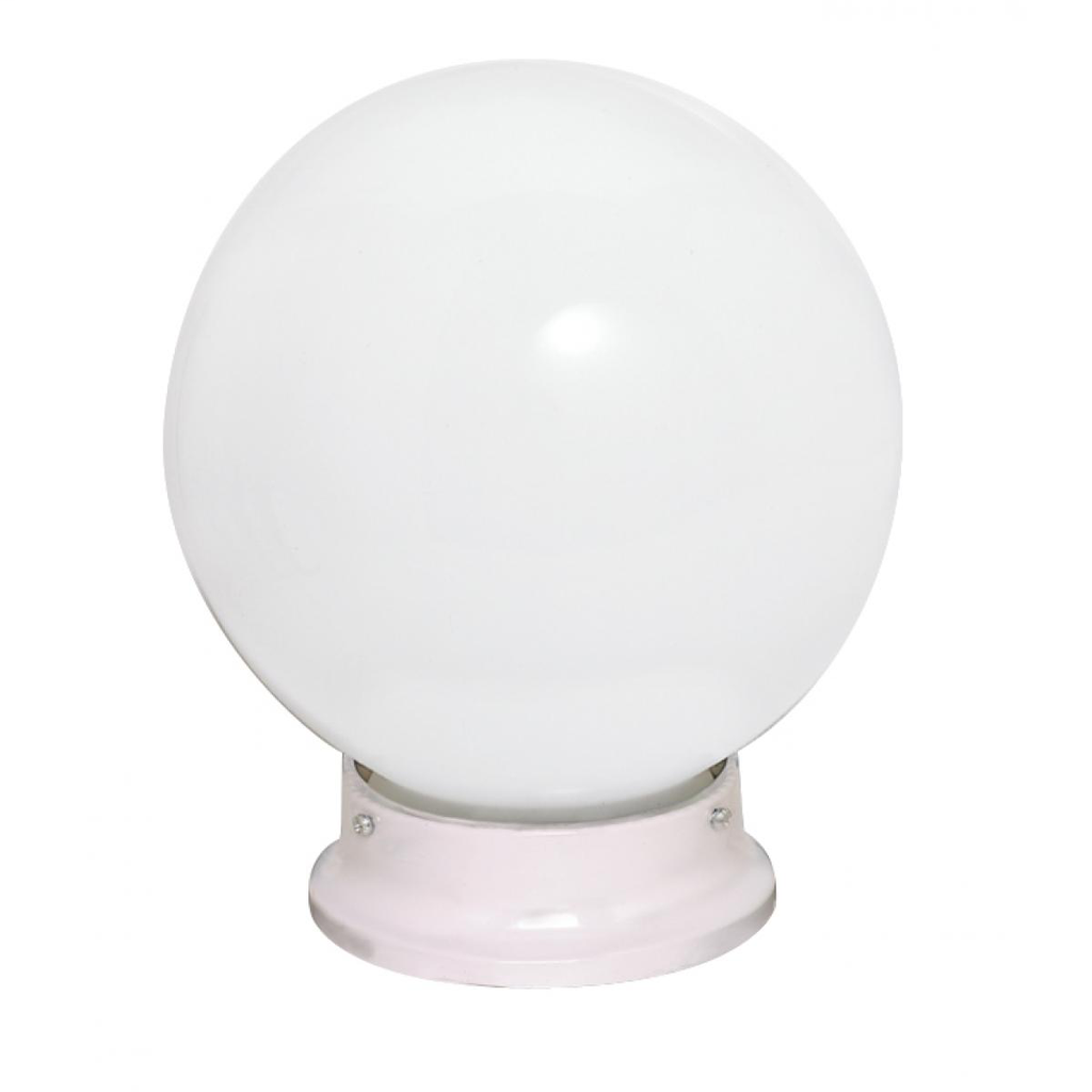 1 Light - 6" Flush with White Glass - White Finish