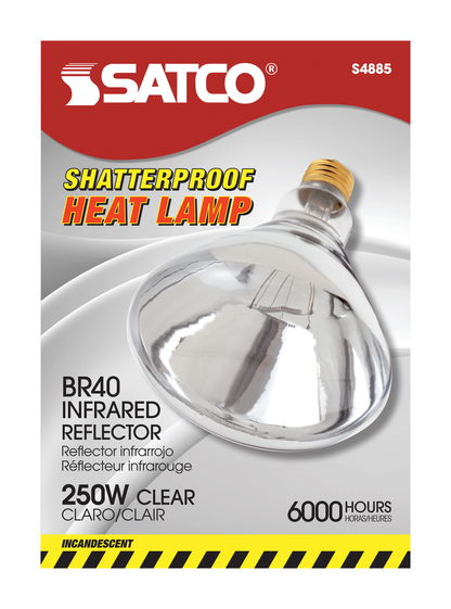 250 Watt R40 Incandescent; Clear Heat; 6000 Average rated hours; Medium base; 120 Volt; Shatter Proof