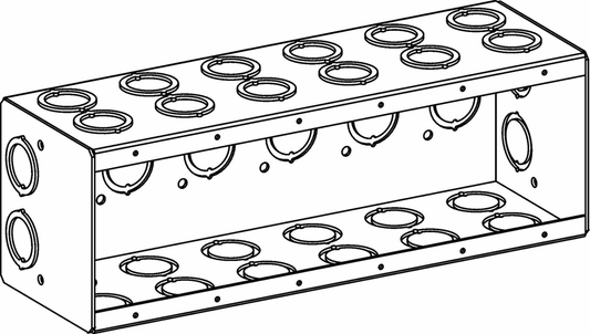 3-1/2" DEEP, 6-GANG MASONRY BOX WITH CKO