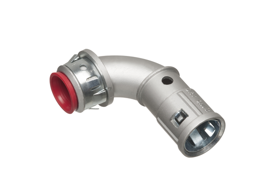 90 degree snap to it cable connector. Zinc die-cast for AC, MCI, HCF, MCIA, MCPCS cable. With Insulated throat. Cable Range .405 to .600.