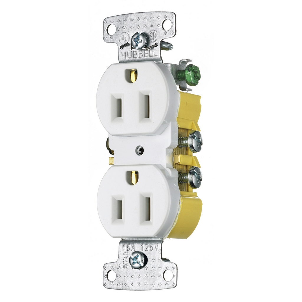 15A Duplex Receptacle 125VAC 5-15R, White