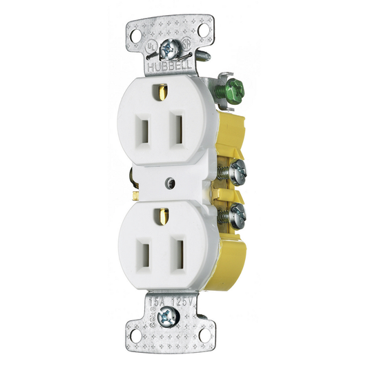 15A Duplex Receptacle 125VAC 5-15R, White