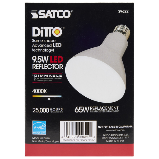 9.5 Watt; BR30 LED; 105 deg. Beam Angle; 4000K; Medium base; 120 Volt; Dimmable