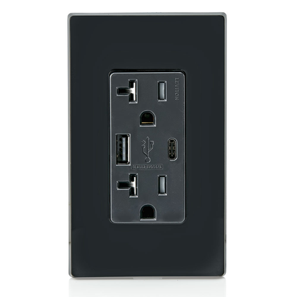 5.1A USB Type A/Type-C Wall Outlet Charger with 20A Tamper-Resistant Receptacles