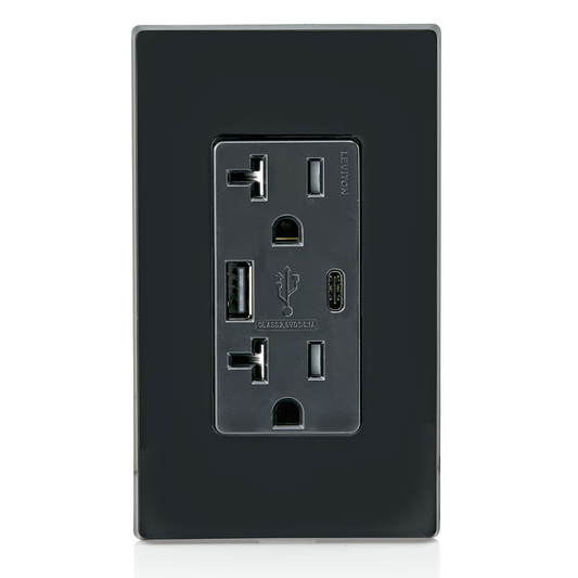 5.1A USB Type A/Type-C Wall Outlet Charger with 20A Tamper-Resistant Receptacles
