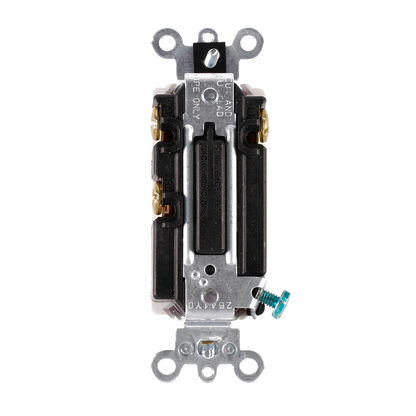 15 Amp, 120/277 Volt, Decora Plus Rocker Double-Throw Ctr-OFF Momentary Contact Single-Pole AC Quiet Switch, Commercial Spec Grade, Self Grounding, Back & Side Wired, - Gray