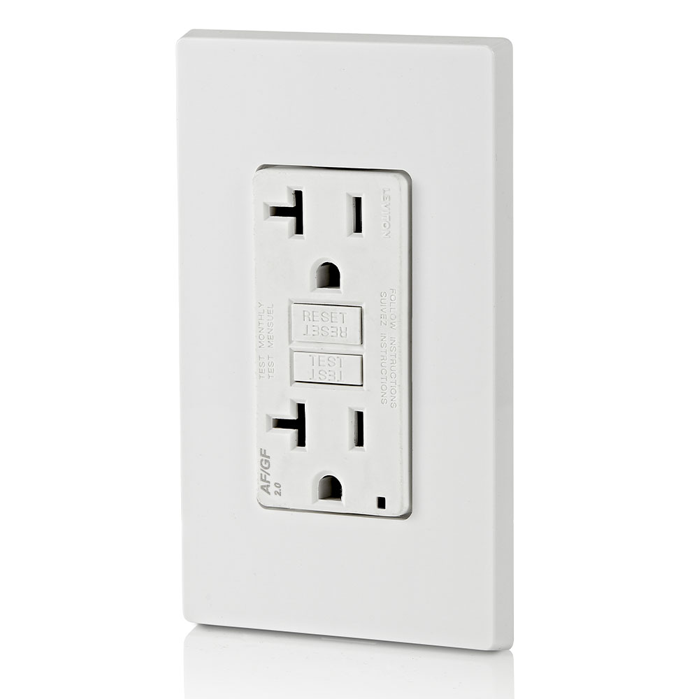 20 Amp, Self Test, Tamper-Resistant Dual-Function AFCI/GFCI Outlet with LED Indicator Light