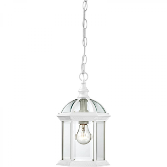 Boxwood - 1 Light 14" Hanging Lantern with Clear Beveled Glass - White Finish