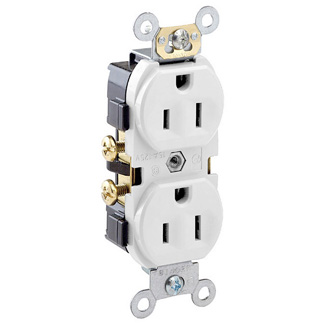 15 Amp Duplex Receptacle/Outlet, Commercial Grade, Self-Grounding