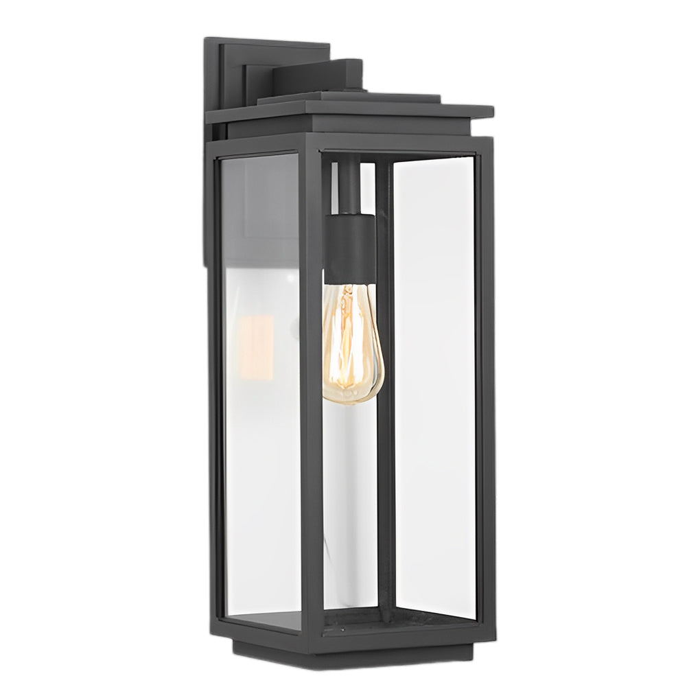 Waterproof Rectangular Glass Black Outdoor Wall Lantern Lantern