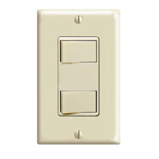 15 Amp Decora Dual Rocker Switch, Ivory