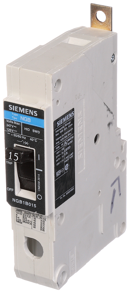 BREAKER NGB 1P 15A 347V 14KA LD LUG