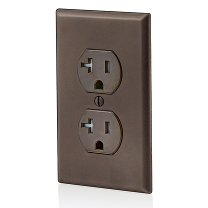 20 Amp Tamper-Resistant Duplex Outlet/Receptacle, Grounding, Brown