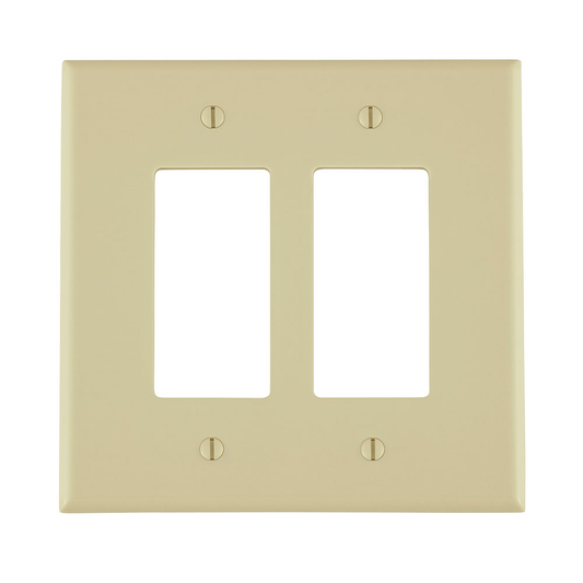 2-Gang Decora/GFCI Wallplate, Oversized, Thermoset, Device Mount - Ivory