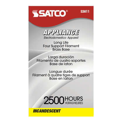 40 Watt A15 Incandescent; Frost; Appliance Lamp; 2500 Average rated hours; 290/217 Lumens; Medium base; 130/120 Volt