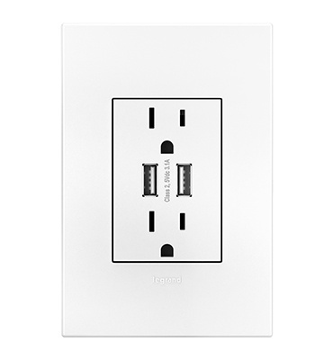 adorne® Dual-USB Outlet , White