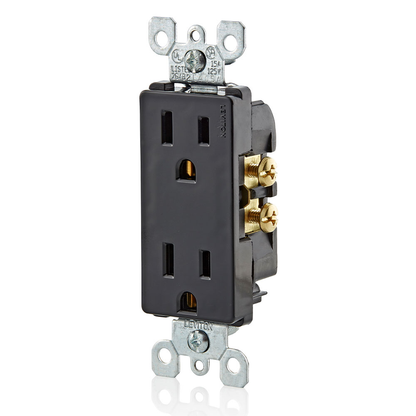 15 Amp Decora Duplex Outlet/Receptacle, Grounding, Black