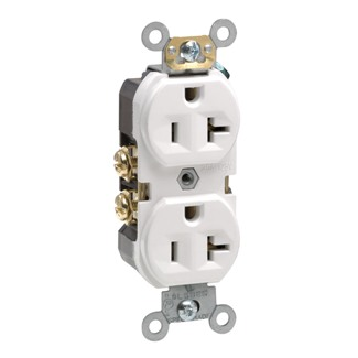 20 Amp Duplex Receptacle/Outlet, Commercial Grade, Self-Grounding