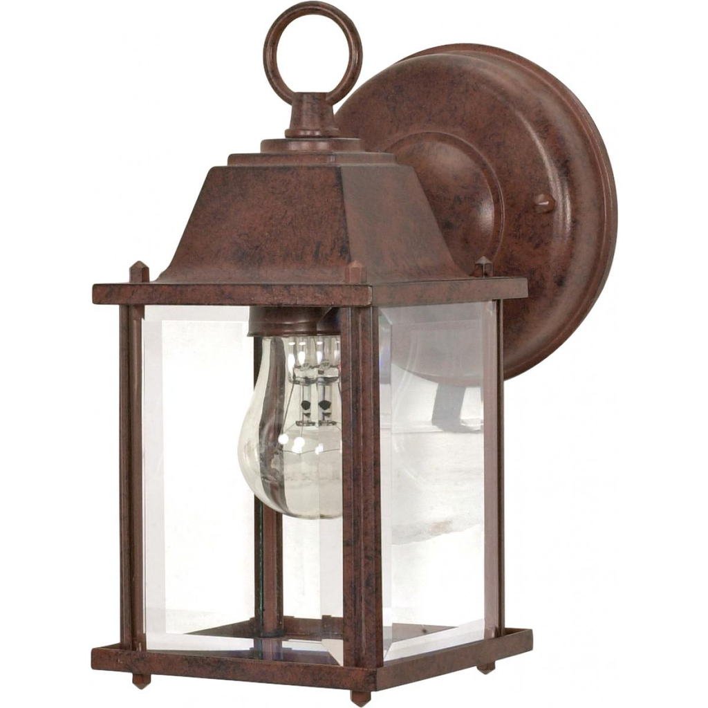 1 Light, 8-5/8 in., Wall Lantern, Cube Lantern with Clear Beveled Glass, Color retail packaging