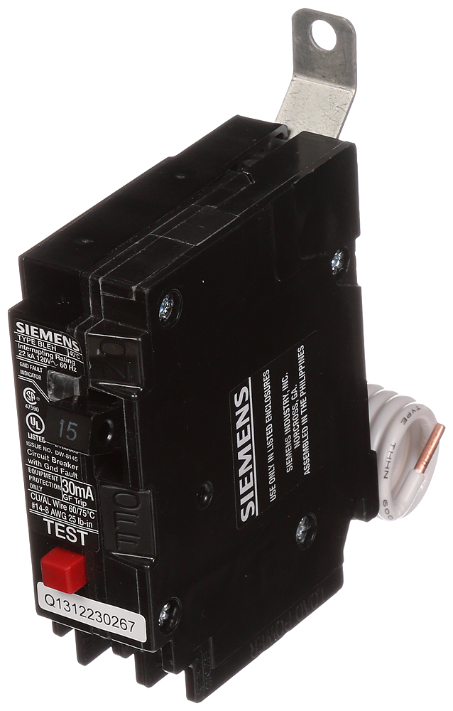 BRKR BLEH2 GFCI 30mA 1P 120V 15A 22KA
