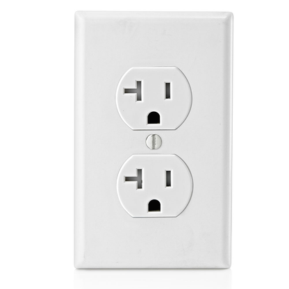 20 Amp Duplex Tamper-Resistant Outlet/Receptacle, Grounding, White