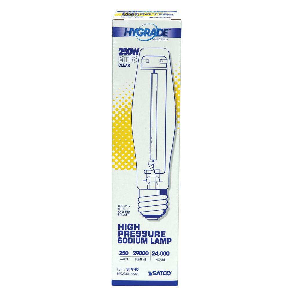 250 Watt; High Pressure Sodium HID; Mogul base; ET18; Clear; 22 CRI; 2100K