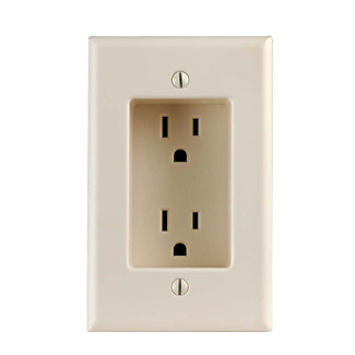 15 Amp, 1-Gang Recessed Single Outlet/Receptacle, Light Almond