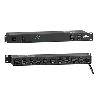 120 Volt 15 Amp Surge Protected, 19 Inch Rack Mount w/Switch and 5-15P Plug, Data Sensitive, 540 Joules, 400V Impulse Clamping, 12 Feet 14-3 SJT Cord Length, Steel Housing - Black