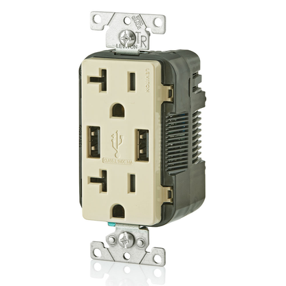 3.6A USB Type-A/Type-A Wall Outlet Charger with 20A Tamper-Resistant Receptacles