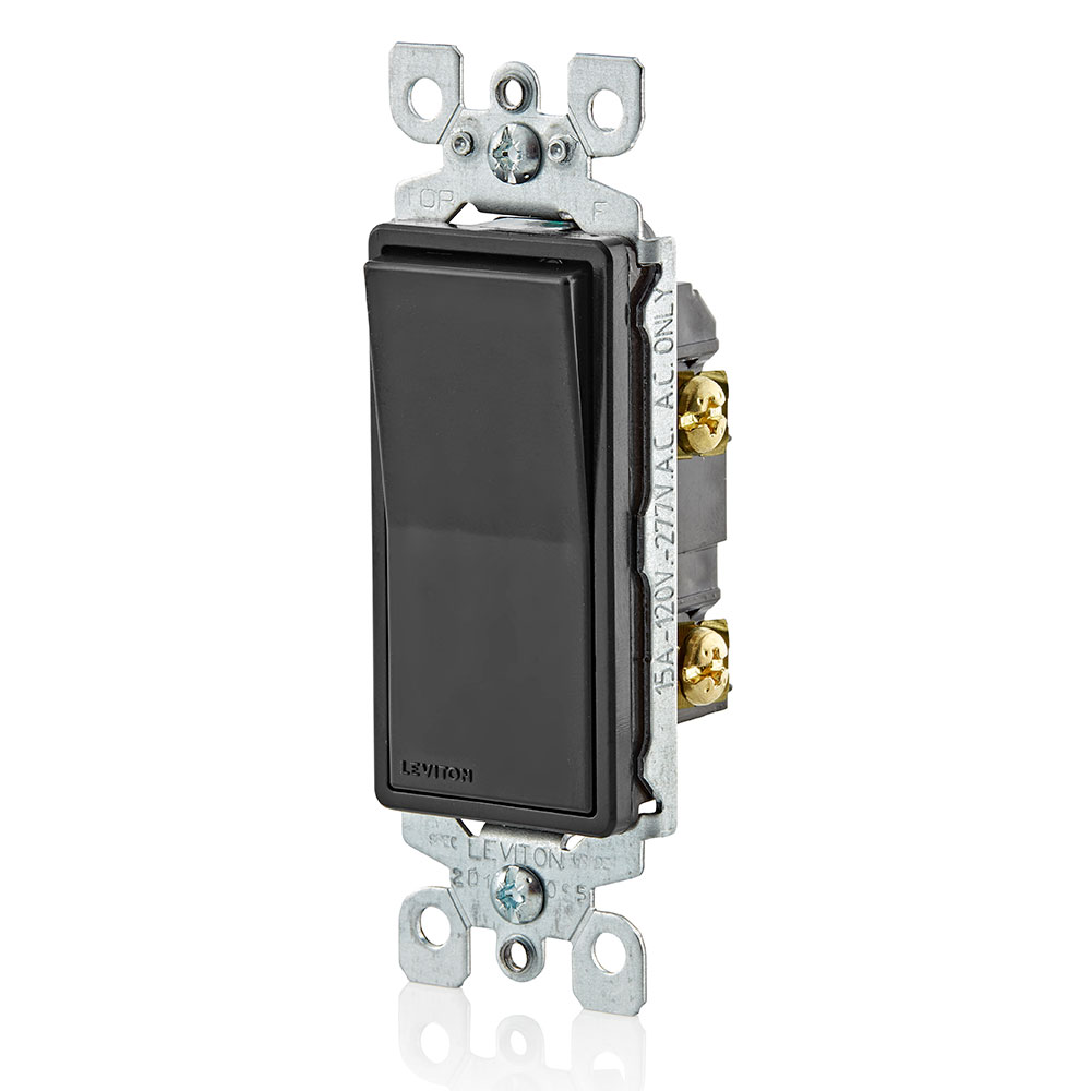 15 Amp Decora Single-Pole Switch, Grounding, Black