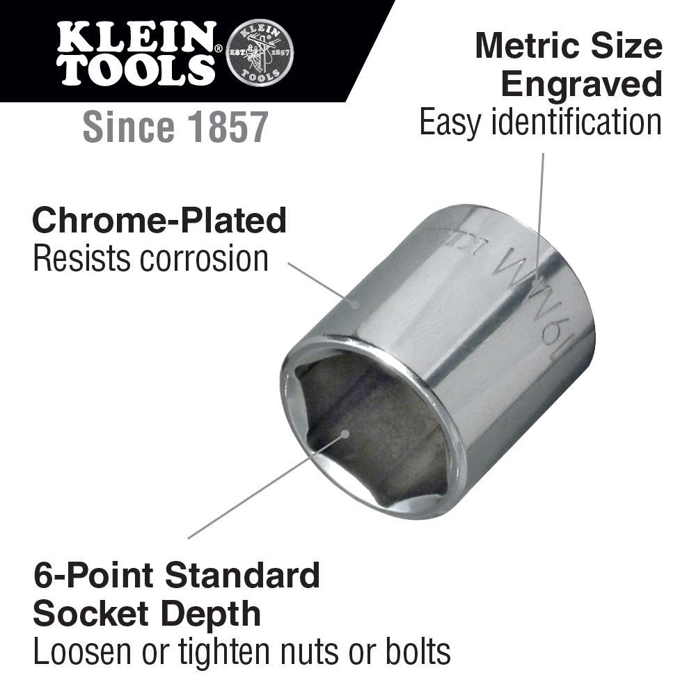 14 mm Metric 6-Point Socket, 3/8-Inch Drive