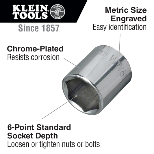 11 mm Metric 6-Point Socket, 3/8-Inch Drive